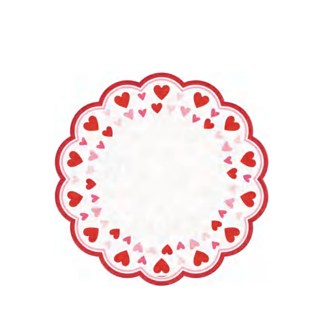 Pink and Red Heart printed on Paper Doilies - 12ct