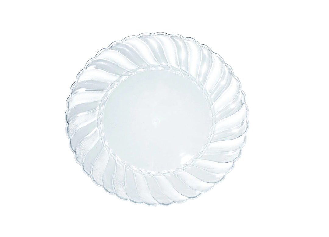 6" Clear Plastic Dessert Plate with Wave Border , 10ct