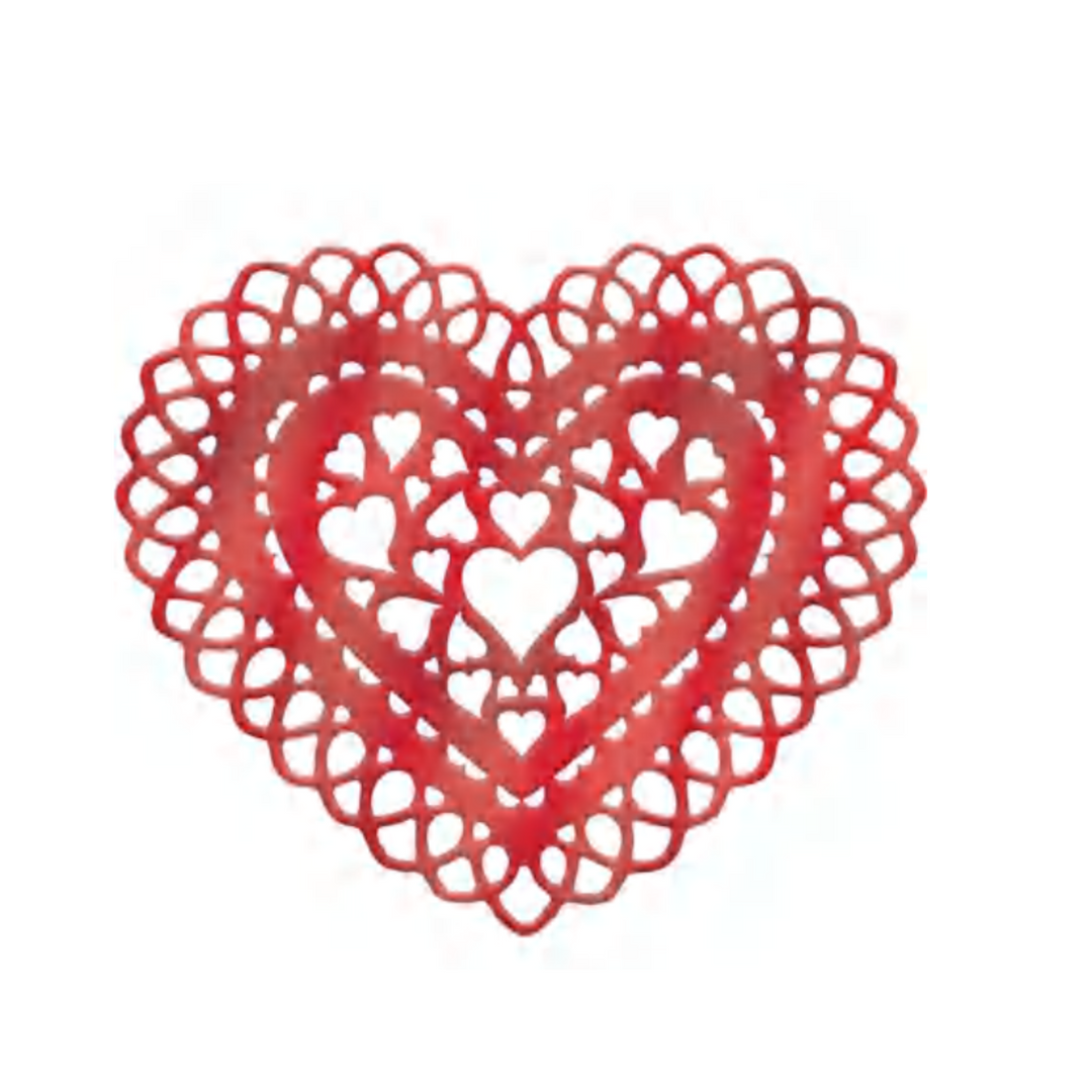 Metallic Red Heart-Shaped Placemat - 1ct