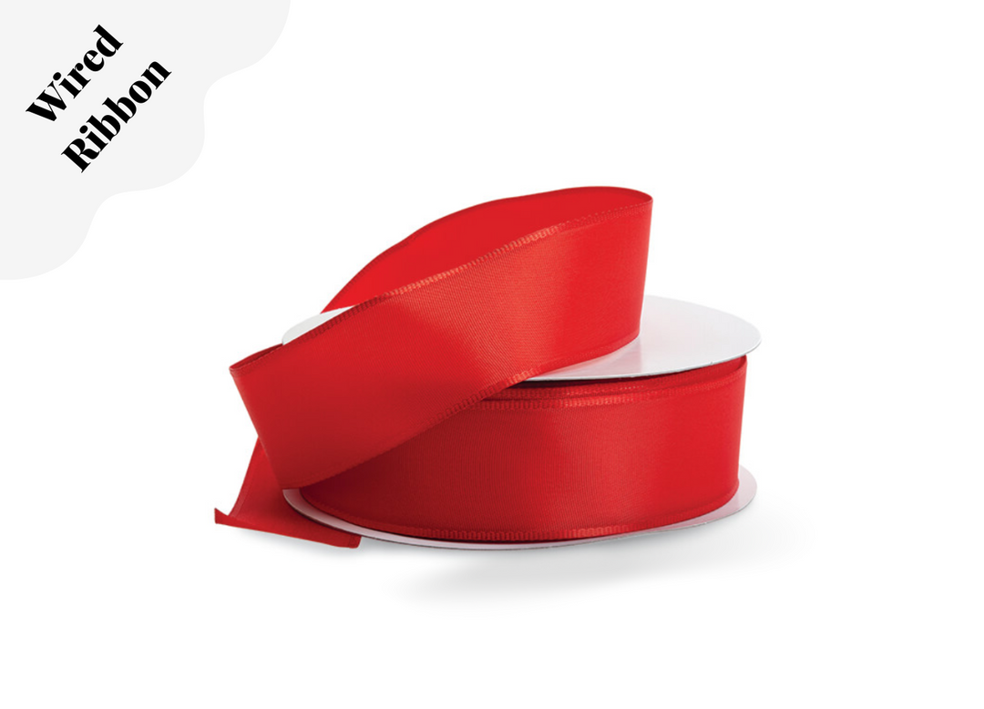 Red Wired Fabric Ribbon