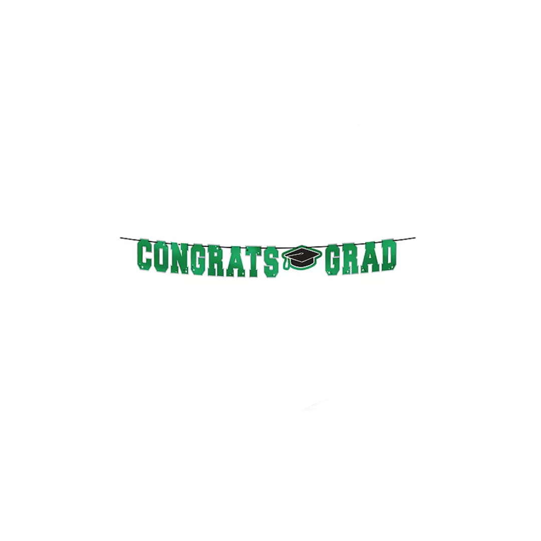Green Congrats Grad Letter Banner