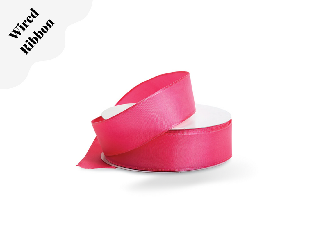 Bright Pink Wired Fabric Ribbon