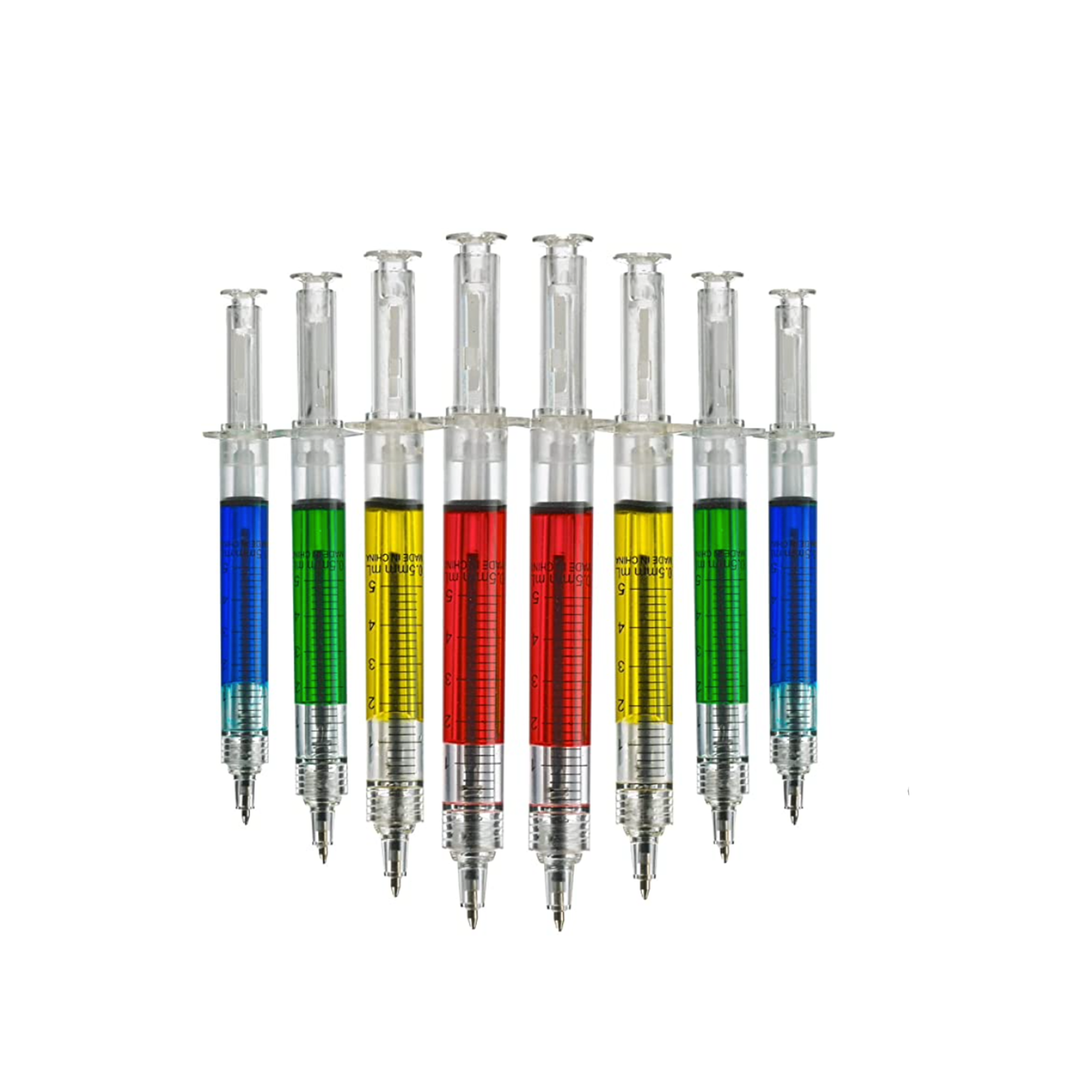 Syringe Retractable Fun Multi Color Pens 10ct