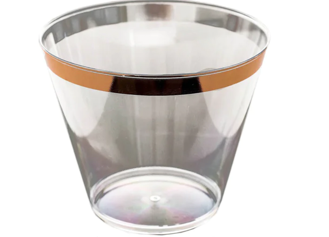 Rose Gold -Trimmed Premium Plastic Tumbler, 9oz, 16ct (Disposable)