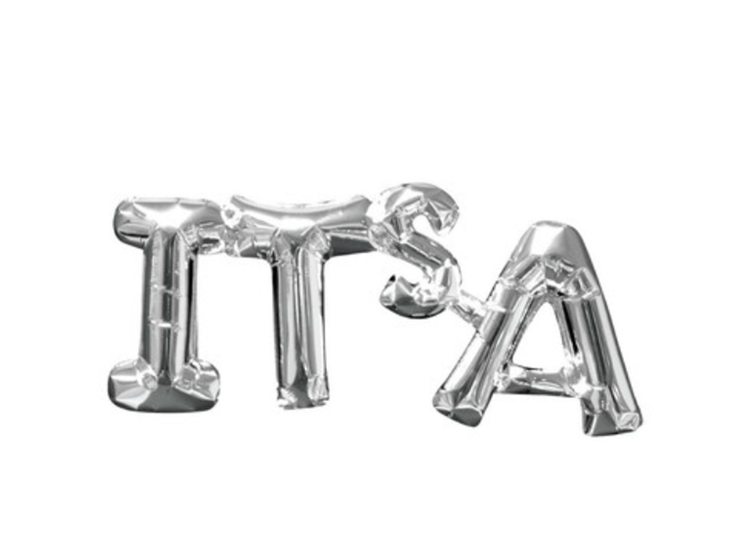 Silver "It's A" Air Filled Balloons with Ribbon