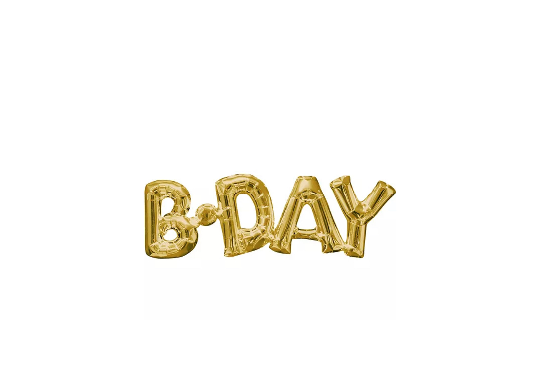 Gold "B-DAY" Air Filled Balloon (does not float)