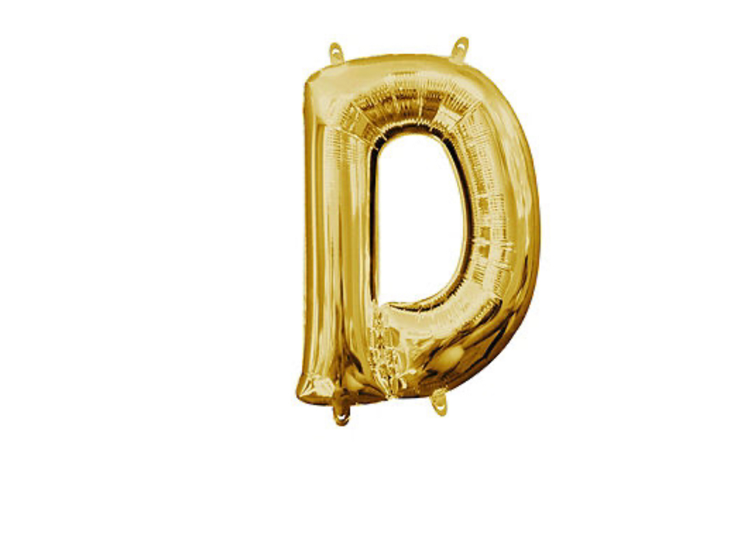 13 inch Gold Air filled Letter Balloon (D)