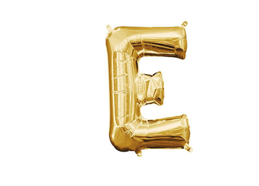 13 inch Gold Air filled Letter Balloon (E)