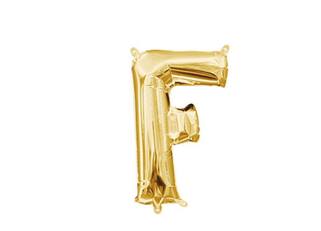 13 inch Gold Air filled Letter Balloon (F)
