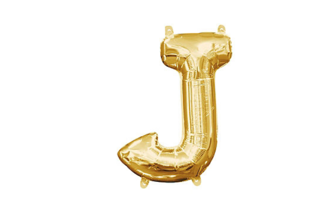 13 inch Gold Air filled Letter Balloon (J)