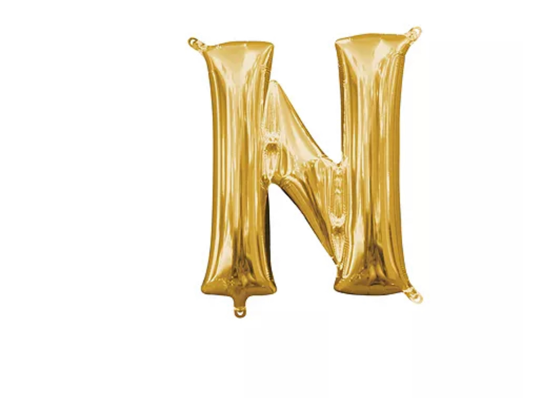 13 inch Gold Air filled Letter Balloon (N)