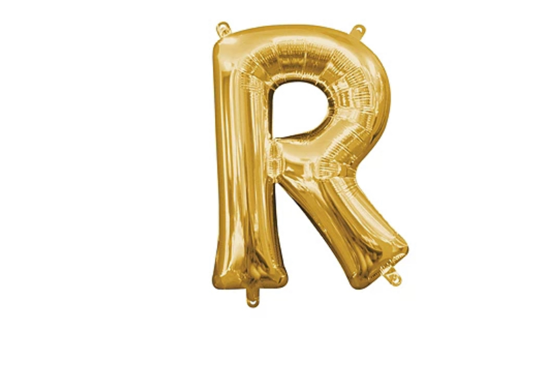 13 inch Gold Air filled Letter Balloon (R)