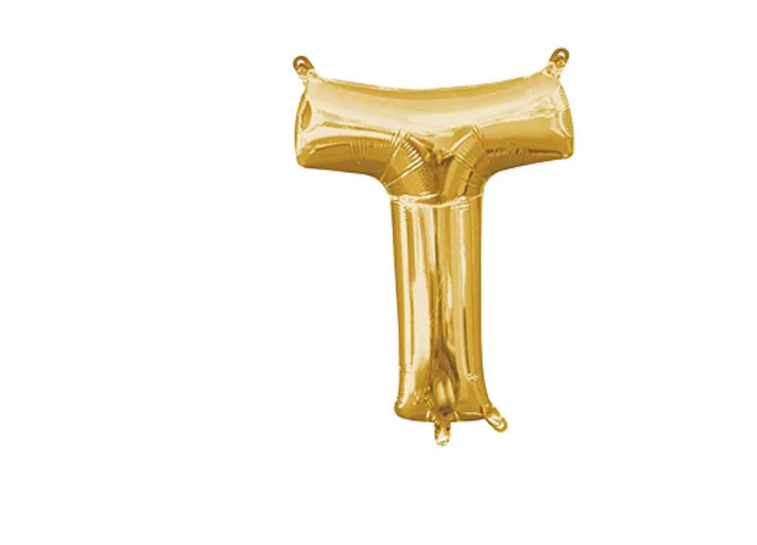13 inch Gold Air filled Letter Balloon (T)