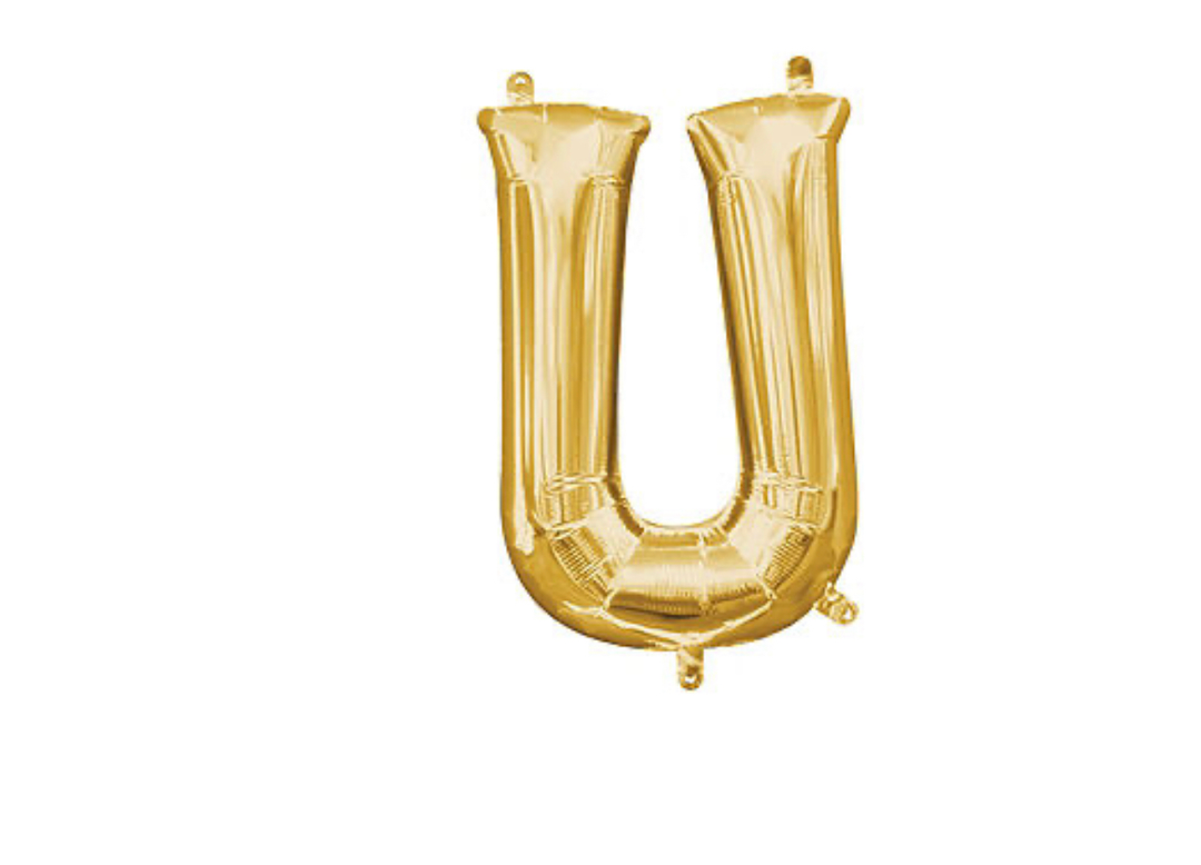 13 inch Gold Air filled Letter Balloon (U)