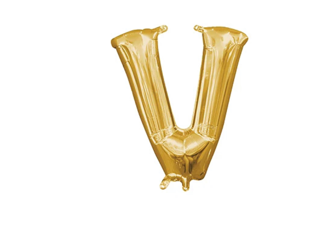 13 inch Gold Air filled Letter Balloon (V)