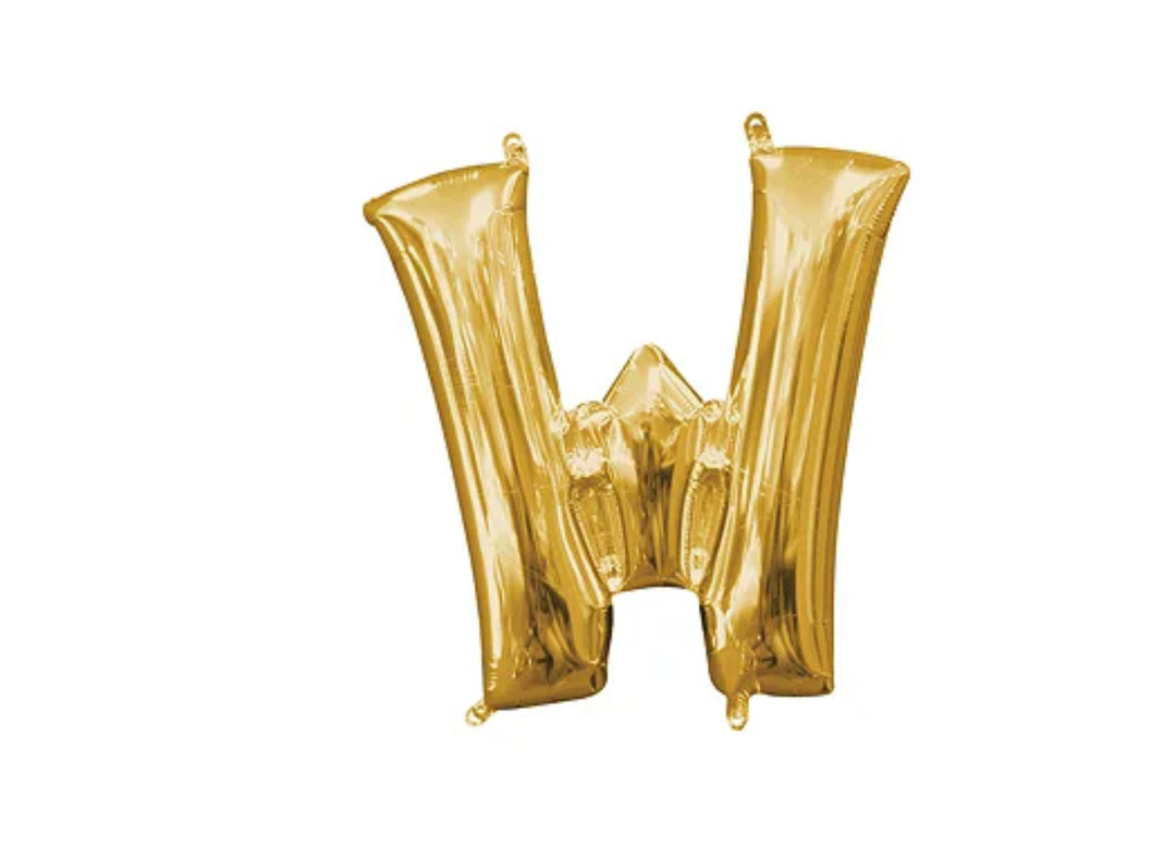 13 inch Gold Air filled Letter Balloon (W)