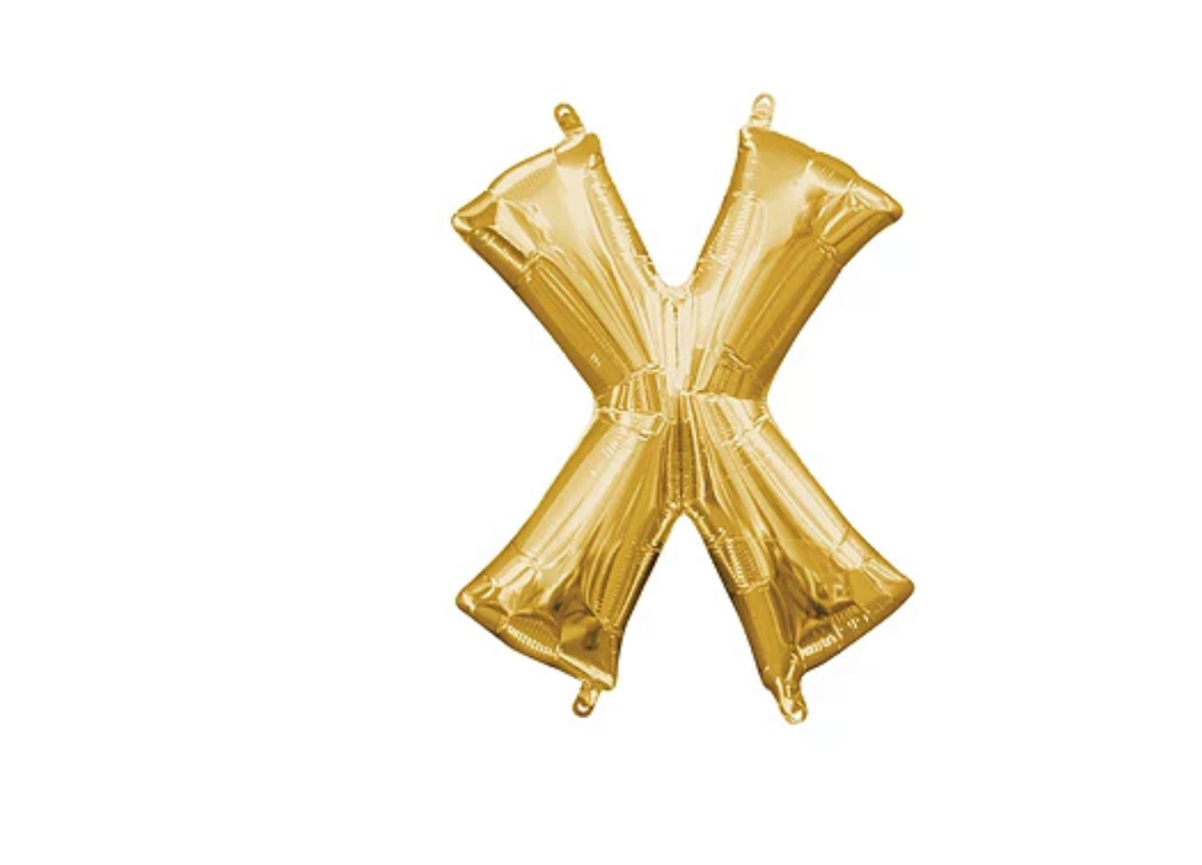 13 inch Gold Air filled Letter Balloon (X)