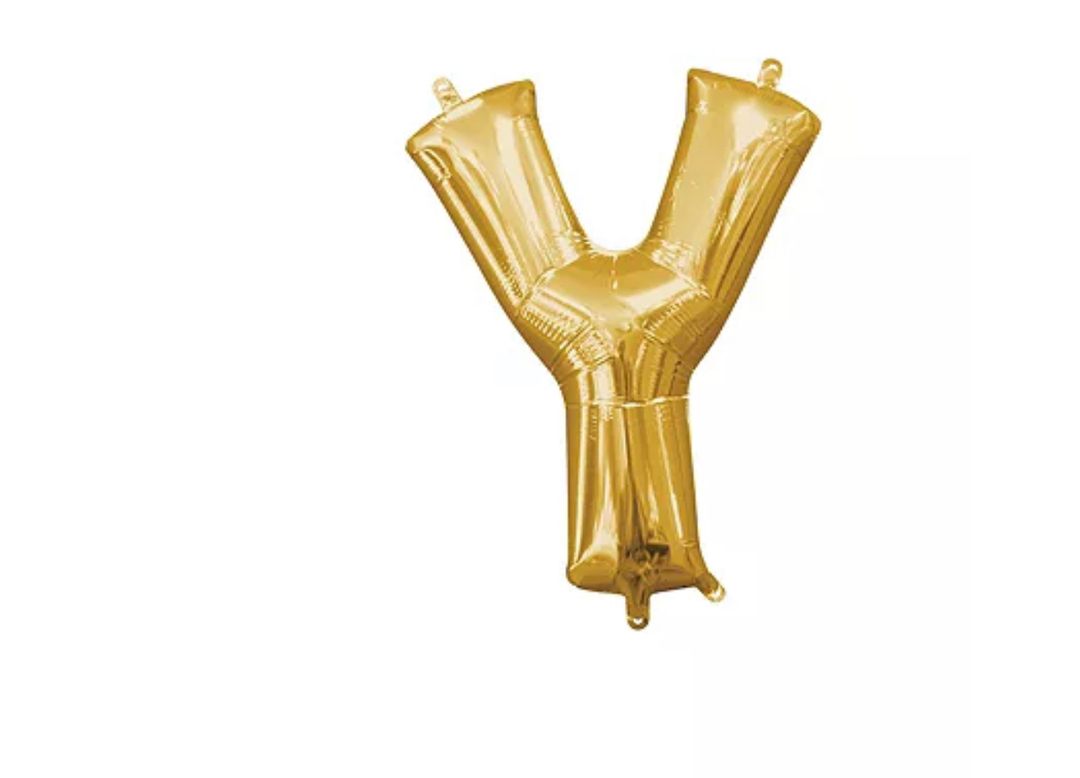 13 inch Gold Air filled Letter Balloon (Y)