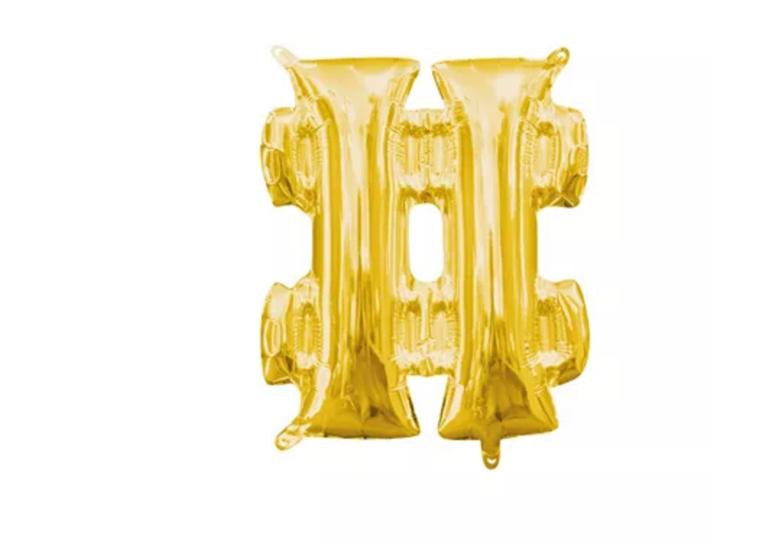 13 inch Gold Air filled Symbol Balloon (#)