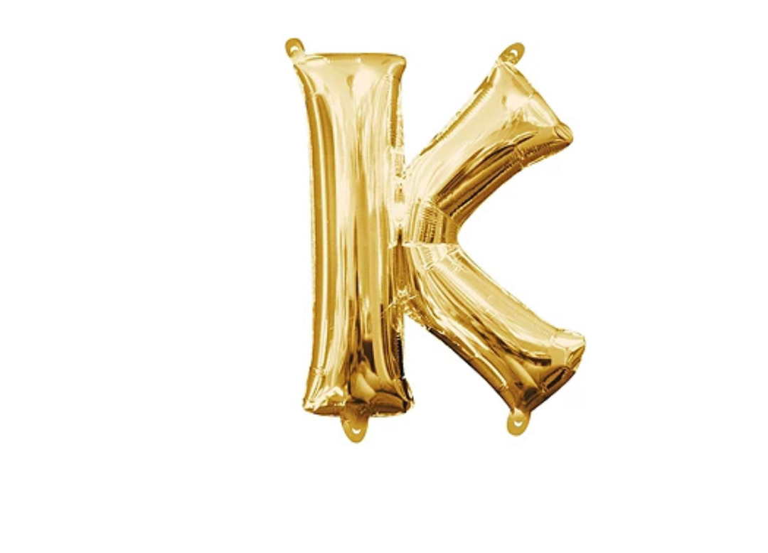 13 inch Gold Air filled Letter Balloon (K)
