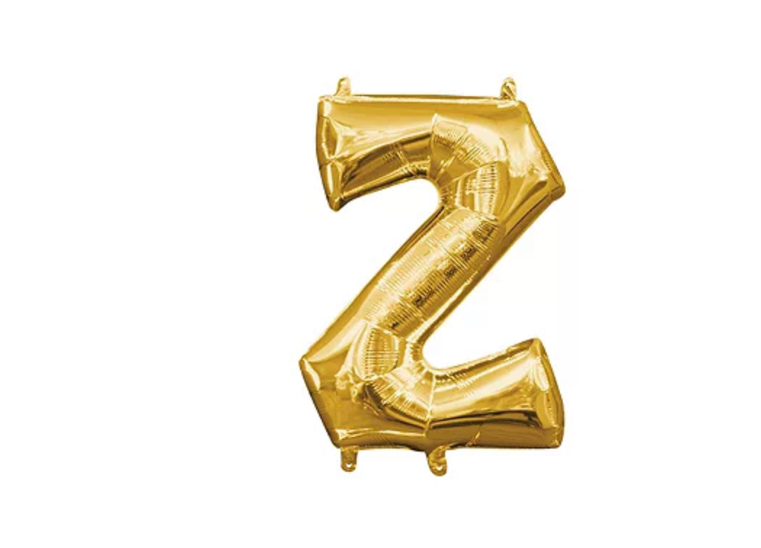 13 inch Gold Air filled Letter Balloon (Z)