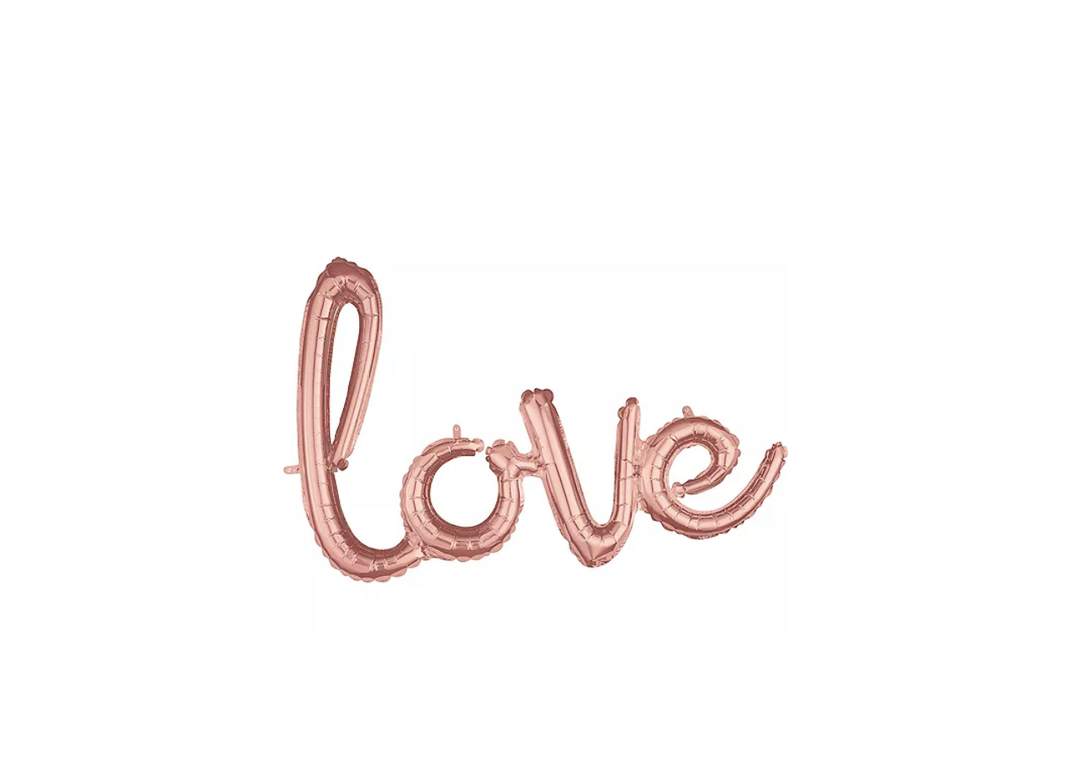 Cursive Rose Gold Air filled Balloon "love"