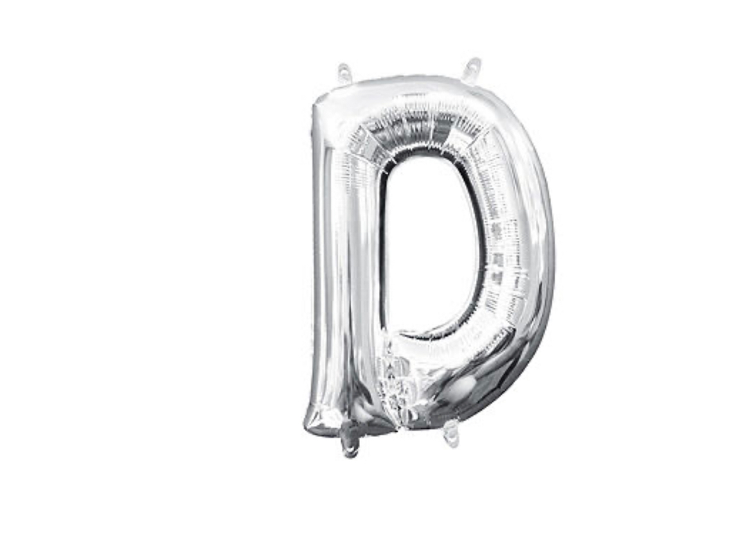 13 inch Silver Air filled Letter Balloon (D)