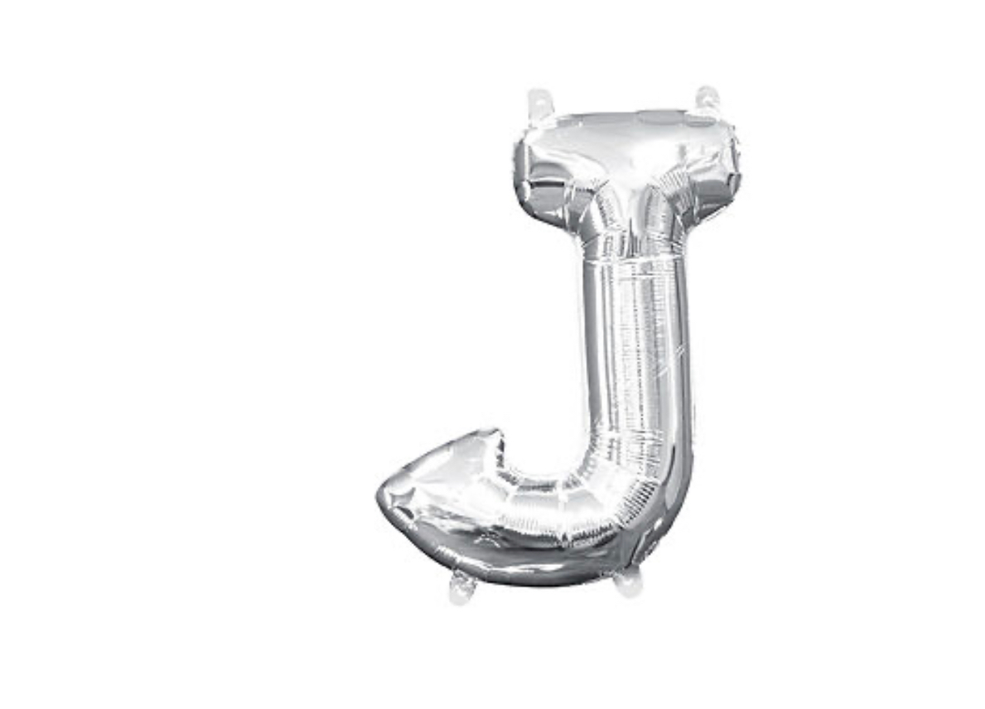 13 inch Silver Air filled Letter Balloon (J)