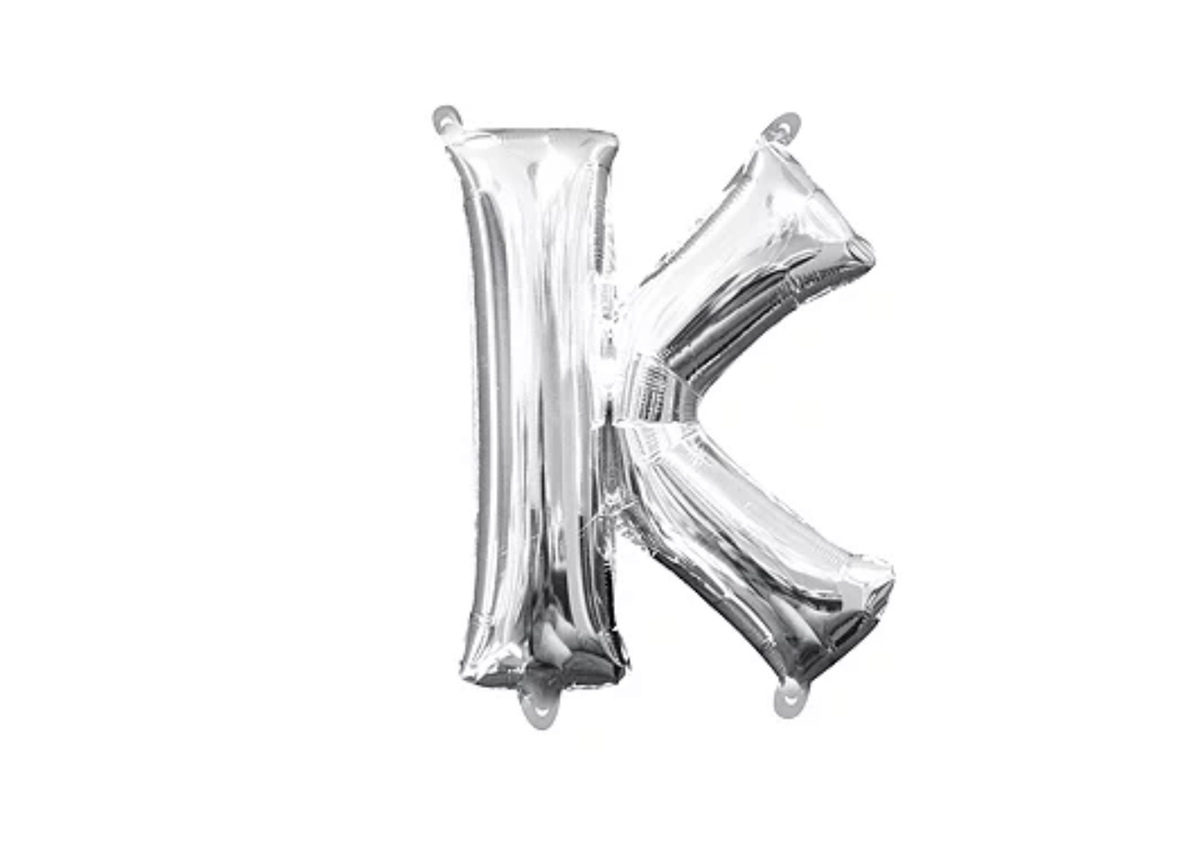 13 inch Silver Air filled Letter Balloon (K)