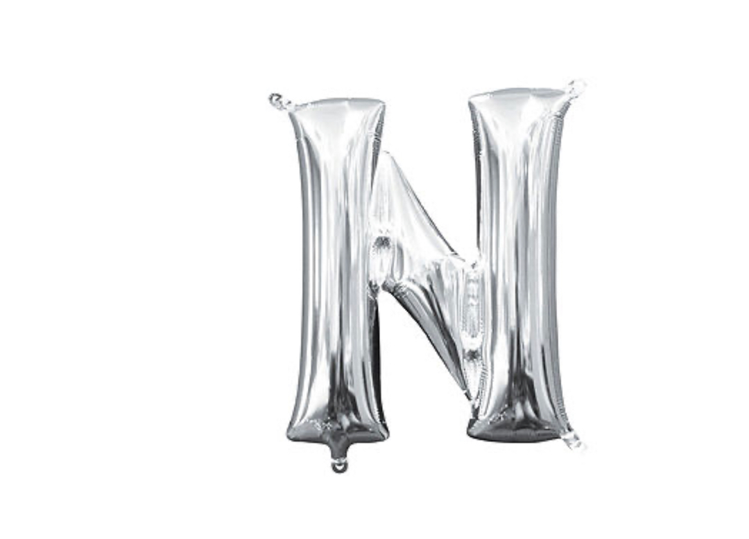 13 inch Silver Air filled Letter Balloon (N)