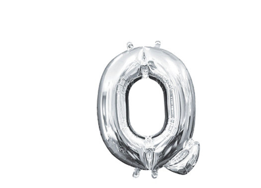 13 inch Silver Air filled Letter Balloon (Q)