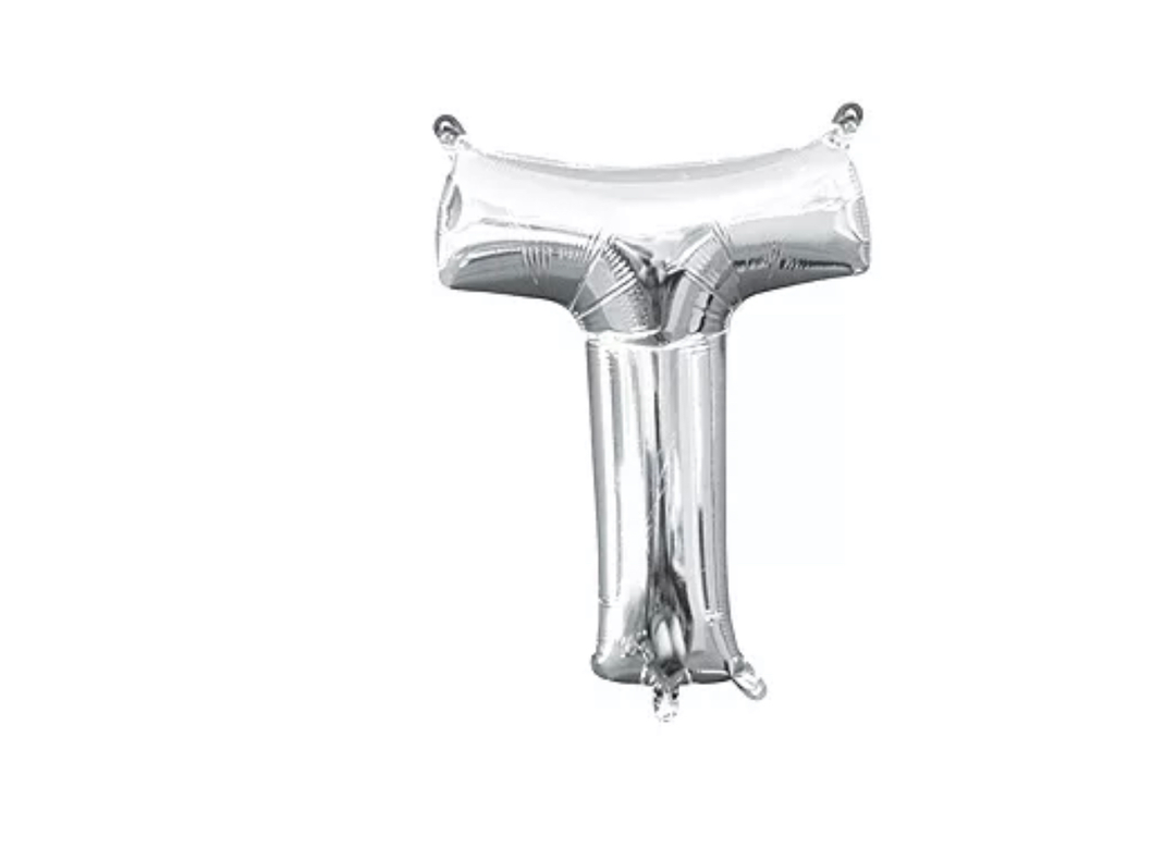 13 inch Silver Air filled Letter Balloon (T)
