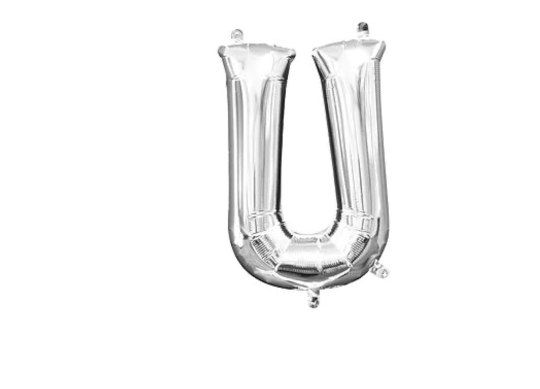 13 inch Silver Air filled Letter Balloon (U)