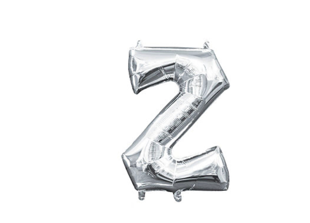 13 inch Silver Air filled Letter Balloon (Z)