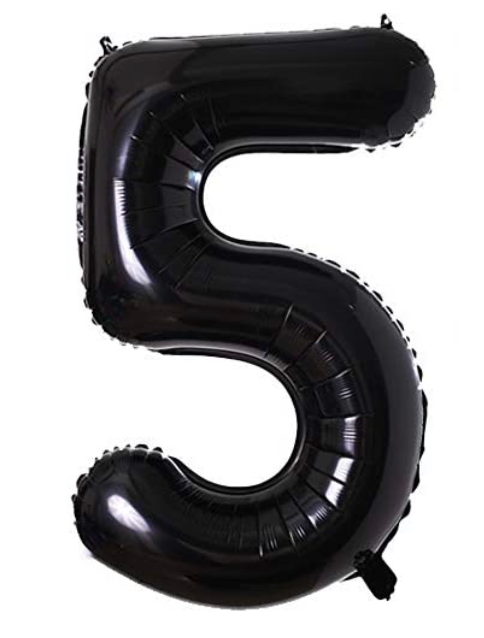 Black Number 5 Shaped Foil Balloon