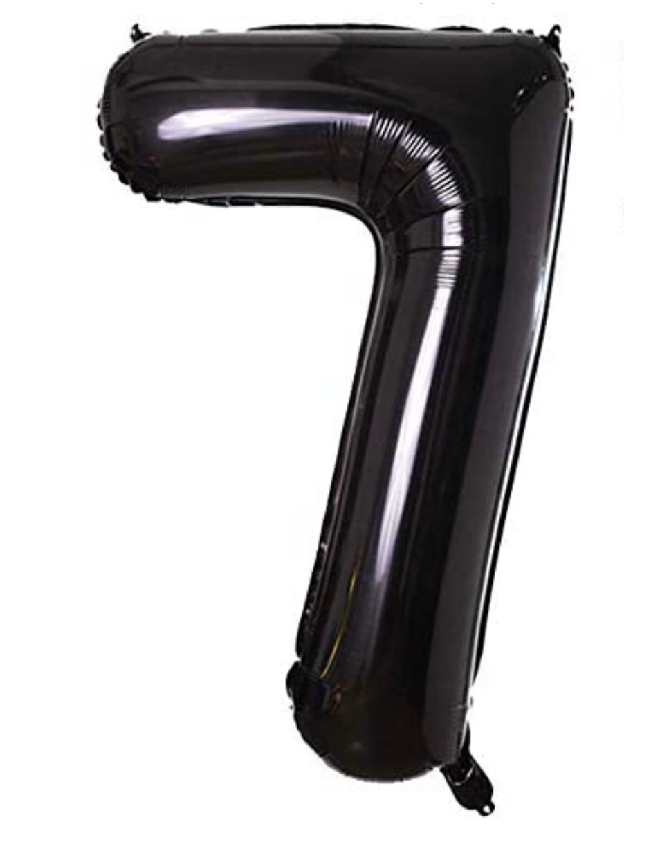 Black Number 7 Shaped Foil Balloon