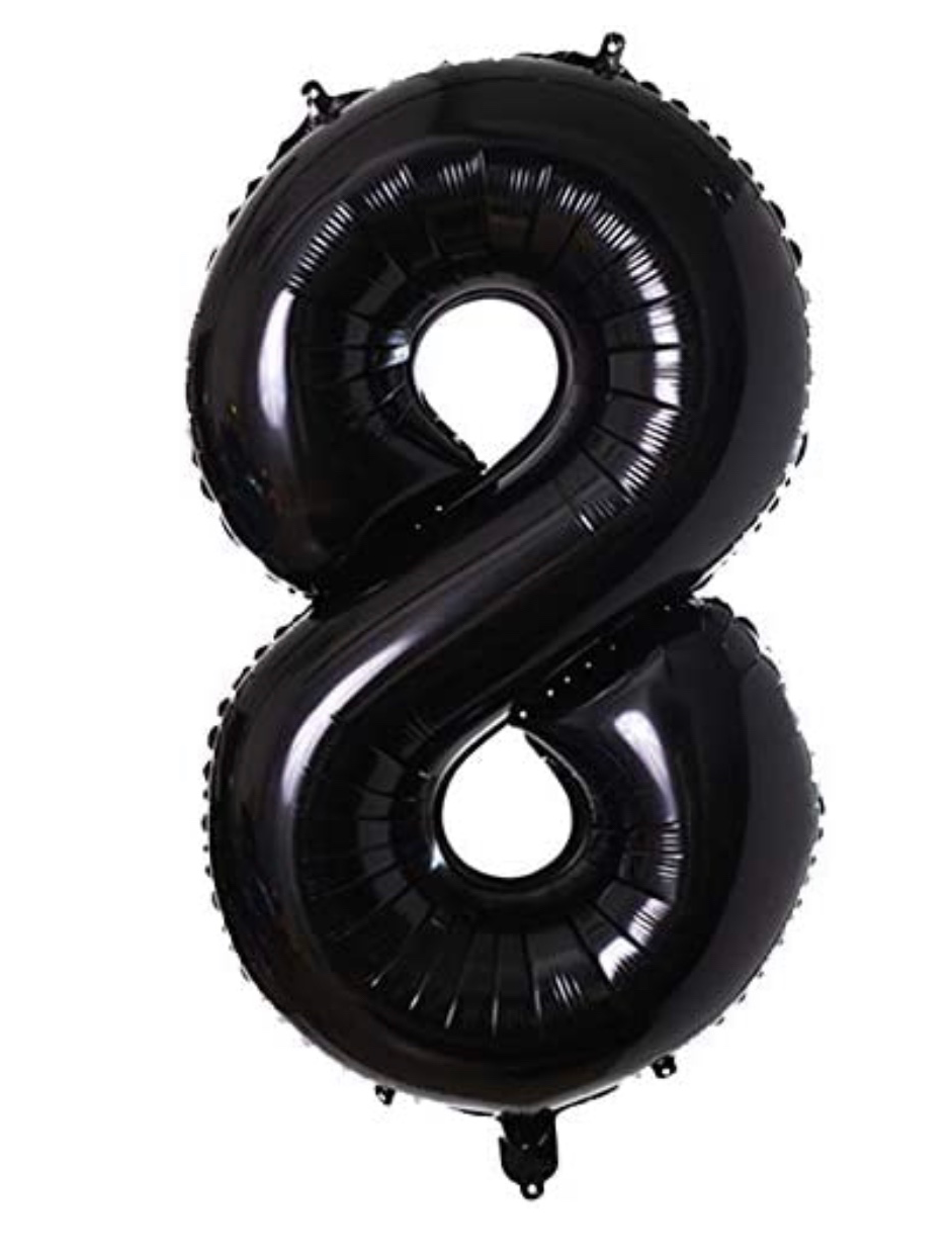 Black Number 8 Shaped Foil Balloon