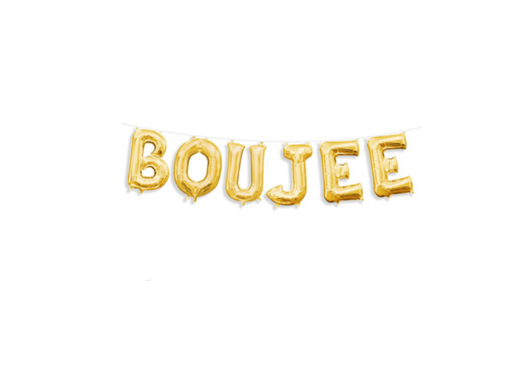 Gold "BOUJEE" Air Filled Balloons with Ribbon