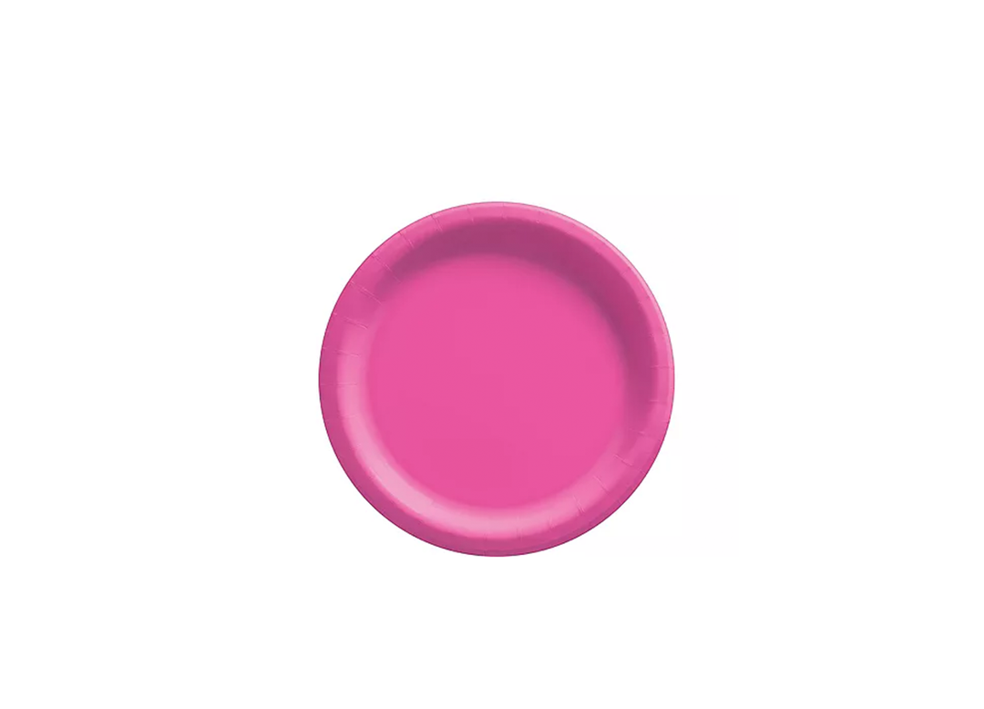 Bright Pink Paper Dessert Plates, 50ct