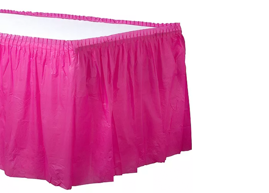 Bright Pink Plastic Table Skirt