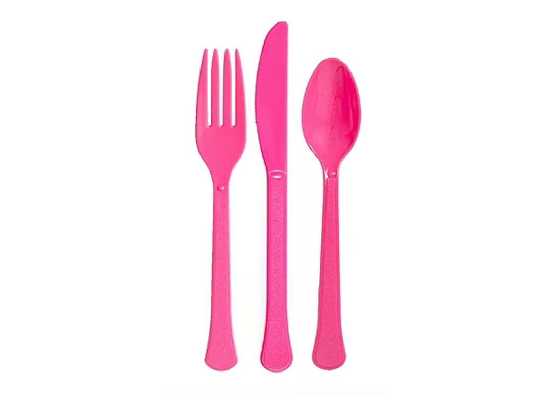 Bright Pink Disposable Heavy Duty Plastic Cutlery Sets 24 ct