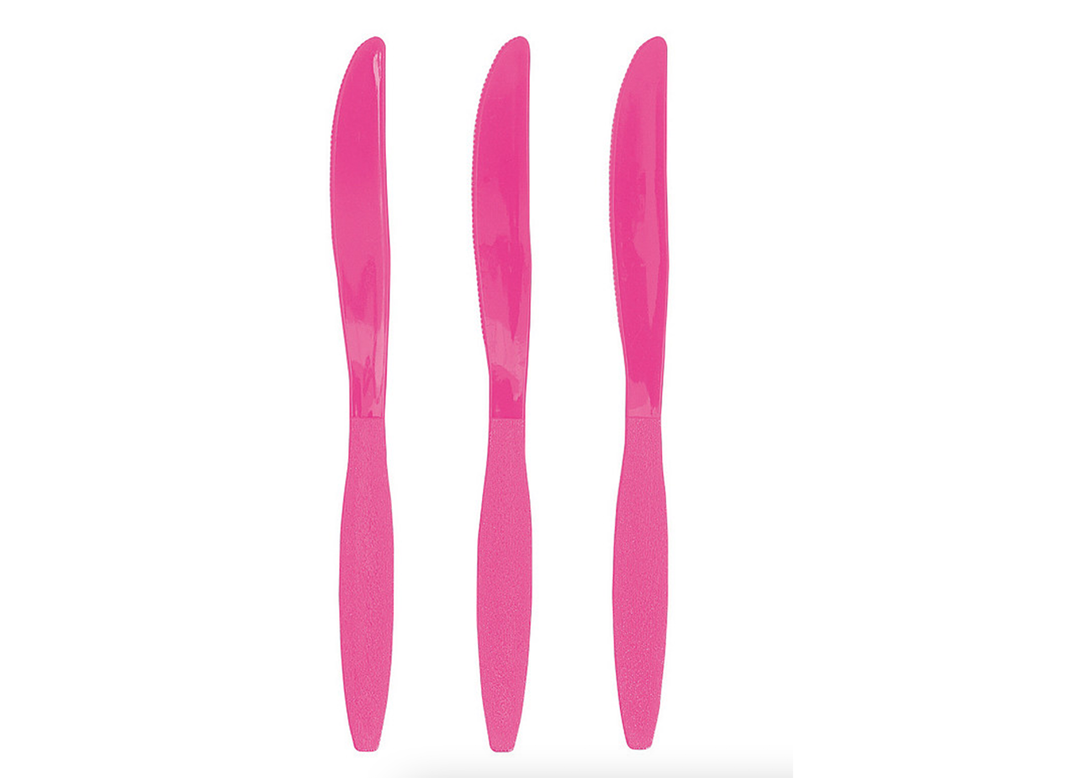 Bright Pink Heavy - Duty Plastic Knives