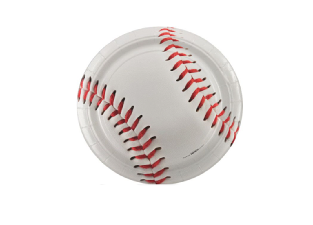Baseball Round Paper Dessert Plates, 8ct
