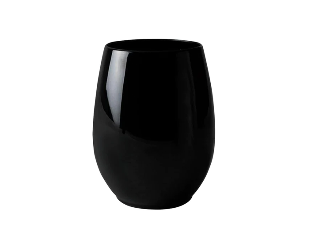 12oz Black Elegant Stemless Plastic Wine Glasses, 4ct