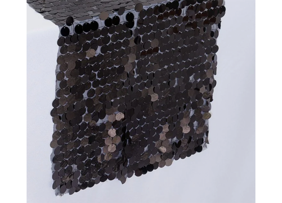 Round Black Sequins Table Runner, 1ct