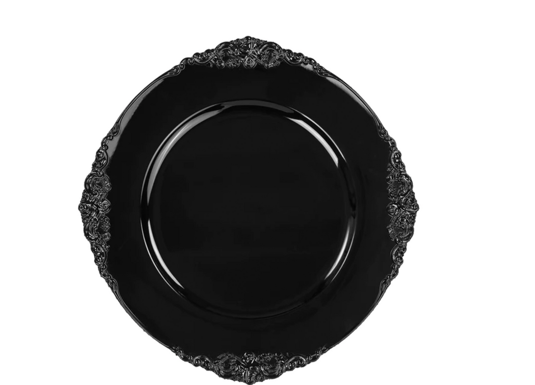 Black Inspired Vintage Round Charger Plate Charger Plate 1ct
