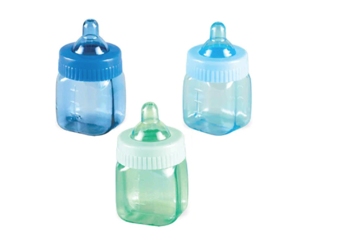 Mini Blue Bottles Baby Shower Favors, 6ct