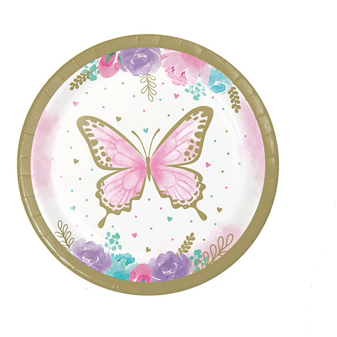 Butterfly Birthday Blush Dessert plates 8ct