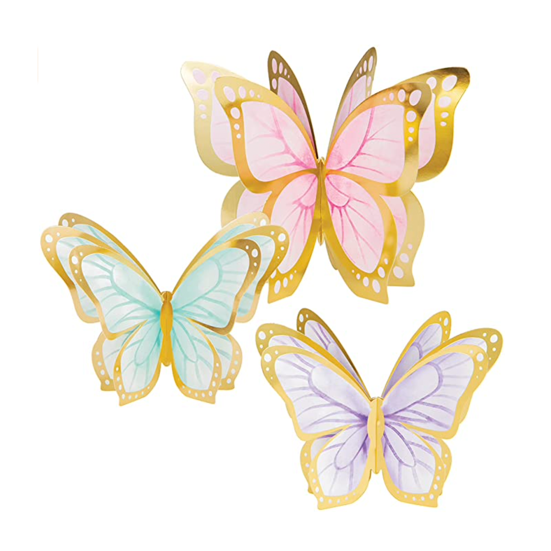 Butterfly Blush Birthday Centerpiece Set, 3pcs