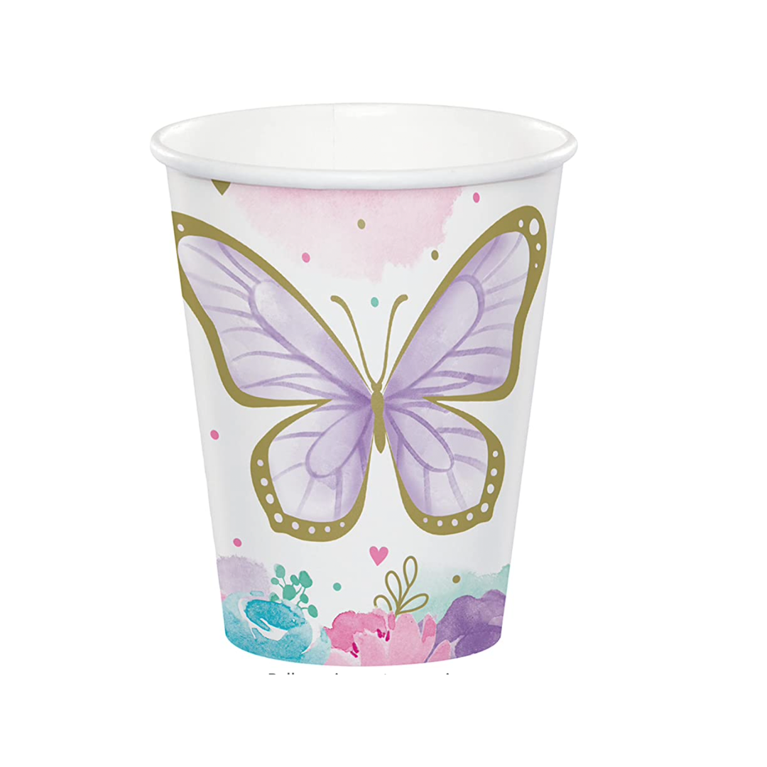 Butterfly Birthday Blush 9 oz Cups, 8 ct